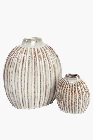 Ribbed Ceramic Vase, 8x12cm