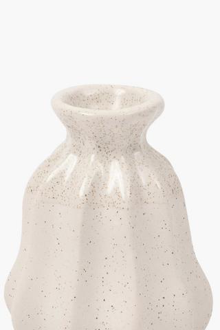 Ceramic Ribbed Bud Vase, 8x10cm