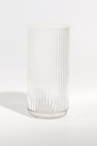 Ribbed Frosted Glass Vase, 12x24.5cm