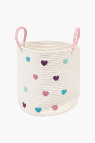 Rope Heart Cotton Laundry Basket, W35xh38cm