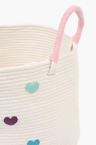 Rope Heart Cotton Laundry Basket, W35xh38cm