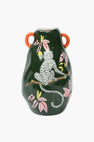 Whimsical Monkey Ceramic Vase, 16x27cm