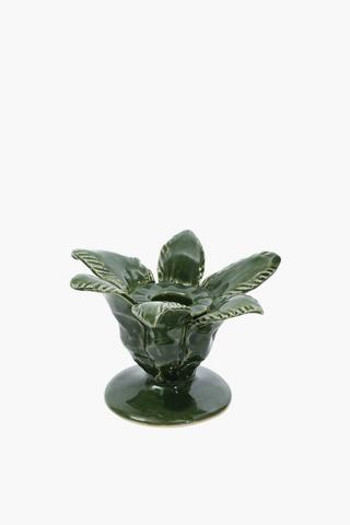 Ceramic Palm Candle Holder, 8x11cm