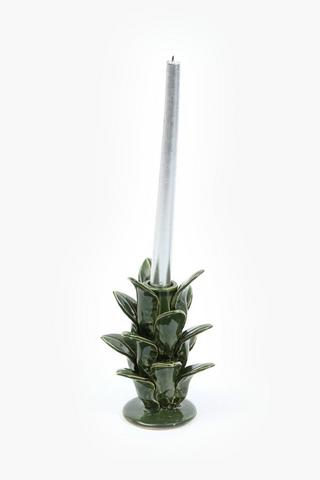 Ceramic Palm Candle Holder, 10x14cm