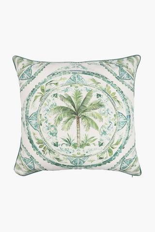 Premium Printed Palm Cotton Feather Filled Scatter Cushion, 60x60cm