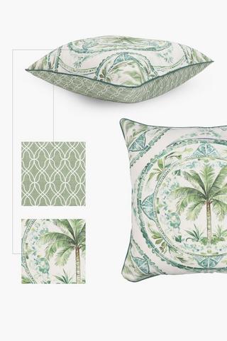 Premium Printed Palm Cotton Feather Filled Scatter Cushion, 60x60cm