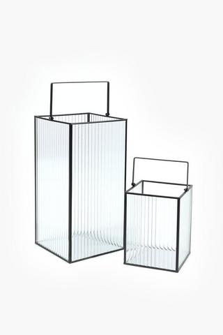 Ribbed Glass Lantern, 19x39cm