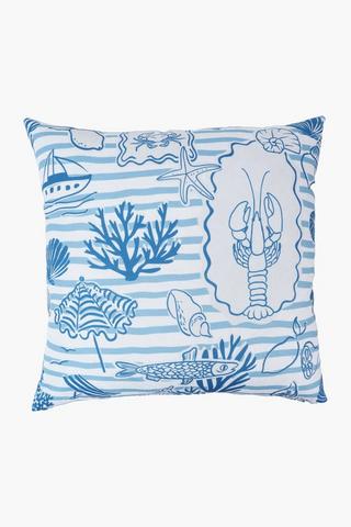 Printed Mill Coast Scatter Cushion, 50x50cm