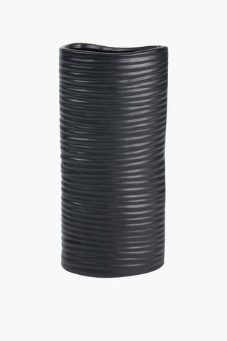 Ribbed Cufflink Ceramic Vase, 9x37cm