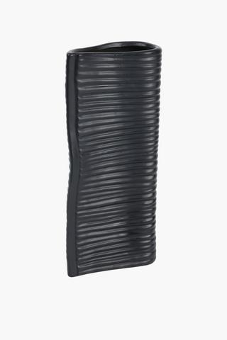 Ribbed Cufflink Ceramic Vase, 9x37cm