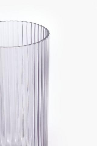 Frosted Ribbed Glass Vase, 12x25cm