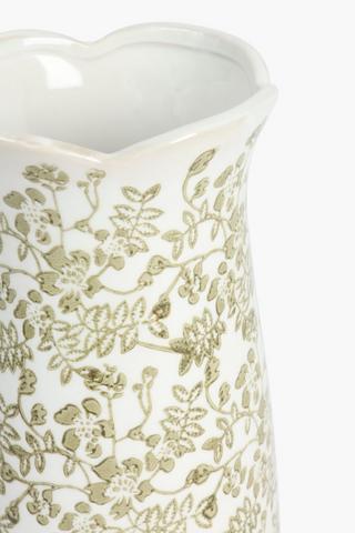 Floral Delft Ceramic Vase, 16x33cm