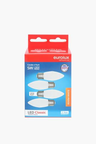 4 Pack Eurolux 5w Led Candle Bulb, E14