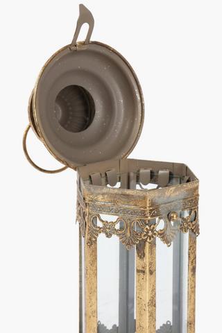 Glass And Metal Lantern, 12x30cm