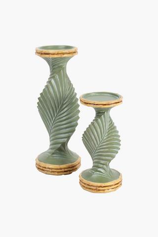 Wooden Leaf Candle Holder, 10x21cm