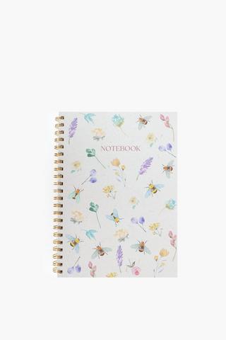 Floral Bee A4 Spiral Notebook