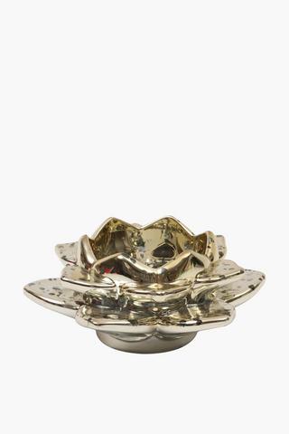 Ceramic Lotus Flower Tealight Holder, 10x5cm
