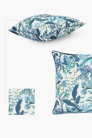 Premium Printed Peacock Leaves Feather Scatter Cushion, 60x60cm