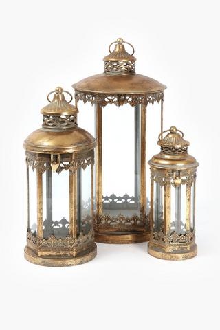 Glass And Metal Lantern, 17x40cm