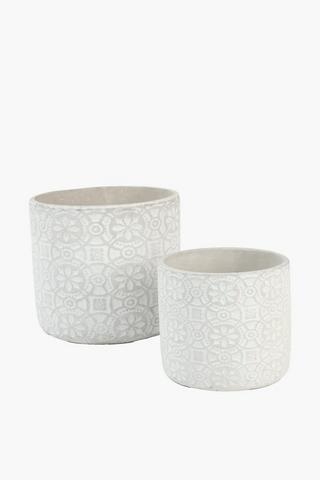 Cement Floral Planter, 18cm