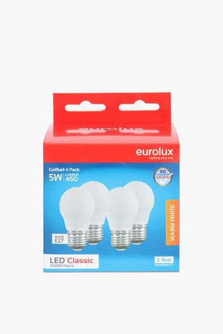 4 Pack Eurolux 5w Led Golf Ball, E14