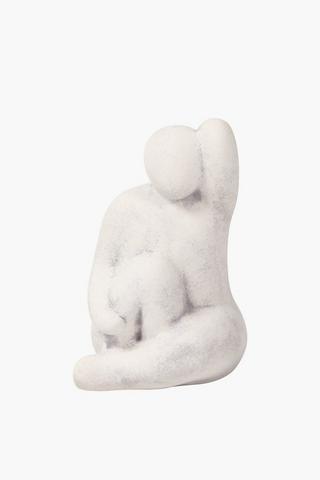 Ceramic Seated Lady Statue, 13x20.5cm