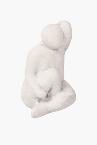 Ceramic Seated Lady Statue, 13x20.5cm
