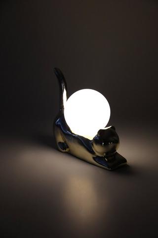 Ceramic Cat Lampset, 18x15cm