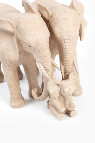 Elephant Family Ceramic Statue, 23x30cm
