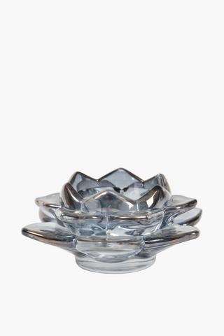 Lotus Glass Tealight Holder, 12x5cm