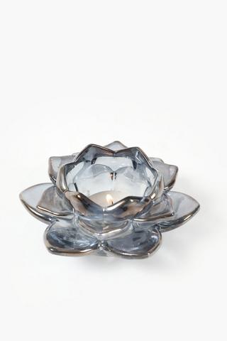 Lotus Glass Tealight Holder, 12x5cm