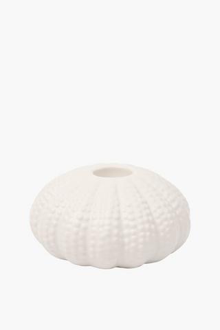 Ceramic Shell Dinner Candle Holder, 9x5cm