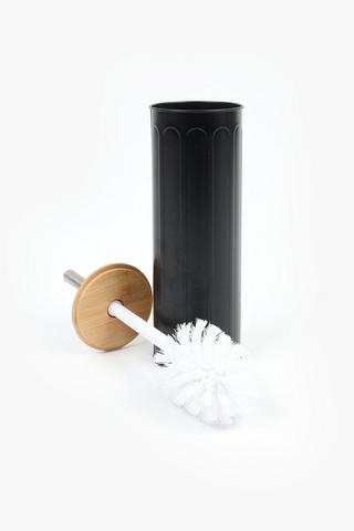 Textured Bamboo Toilet Brush Set