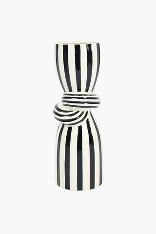 Ceramic Stripe Knot Candle Holder, 13x42cm