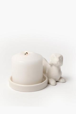 Ceramic Dog Candle Holder, 14x8cm