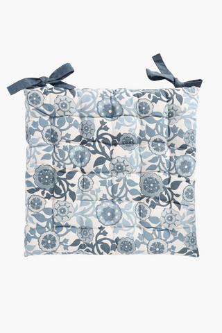 Printed Andros Cotton Chairpad, 50x50cm