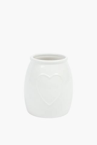 Heart Embroidered Ceramic Utensil Holder