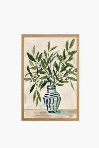 Framed Olive Leaf Canvas, 40x60cm