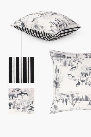 Printed Toile Illustration Scatter Cushion, 60x60cm