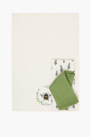 3 Pack Honeybee Tea Towel Set