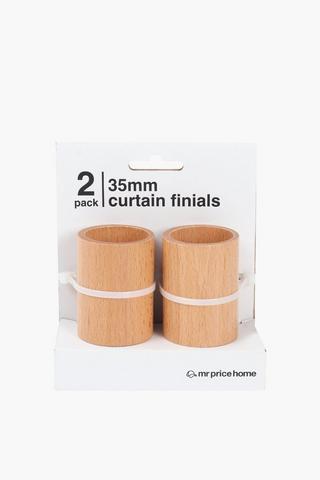 2 Pack Bechwood Curtain Finials, 35mm