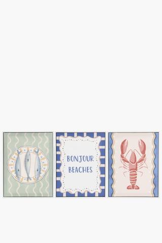 Framed 3 Pack Lobster Canvas, 30x40cm