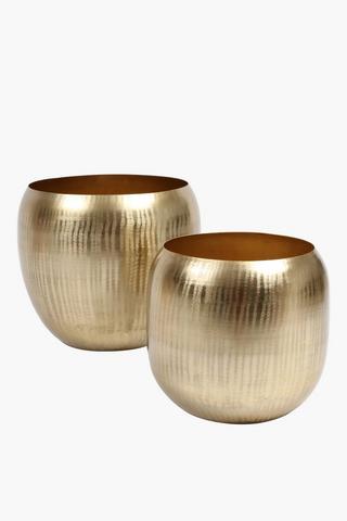 Metal Scratched Planter, 31x35cm
