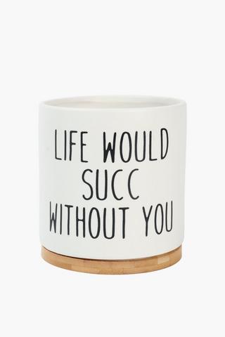 Novelty Script Ceramic Planter, 13cm