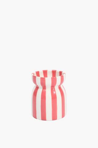 Stripe Ceramic Waxfill Candle, 7x8cm