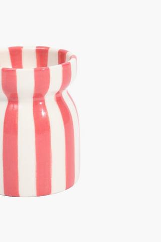 Stripe Ceramic Waxfill Candle, 7x8cm