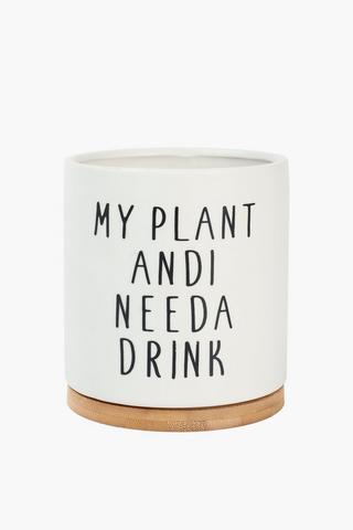 Novelty Script Ceramic Planter, 13cm