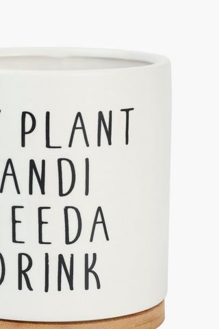 Novelty Script Ceramic Planter, 13cm