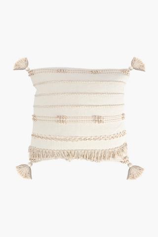 Premium Textured Florida Tassel Feater Filled Scatter Cushion, 60x60cm