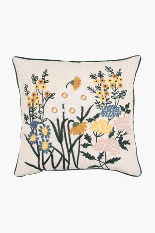 Embroidered Kai Floral Scatter Cushion, 50x50cm